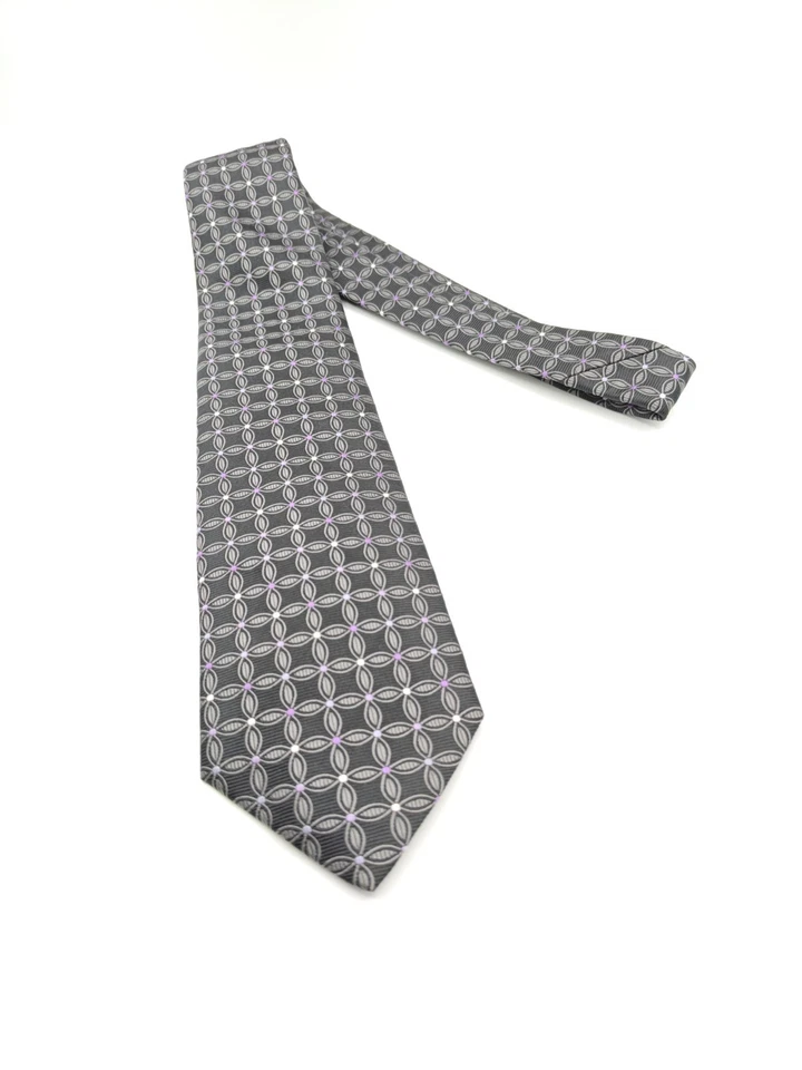 🇬🇧 Corbata de seda geométrica negra púrpura Charles Tyrwhitt para hombre 59x3 5/8  Foto 3 de 4