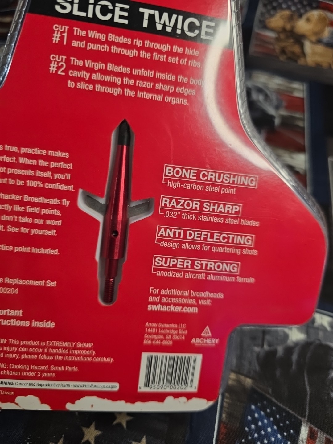 3 SWHACKER #202 SCREW IN BROADHEADS 125 GRAIN 2.25" CUT & PRACTICE HEAD BOWHUNT