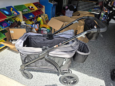 Baby Trend Navigator Pro Double Stroller Wagon Gray/Black w/ Canopy, Cup Holder