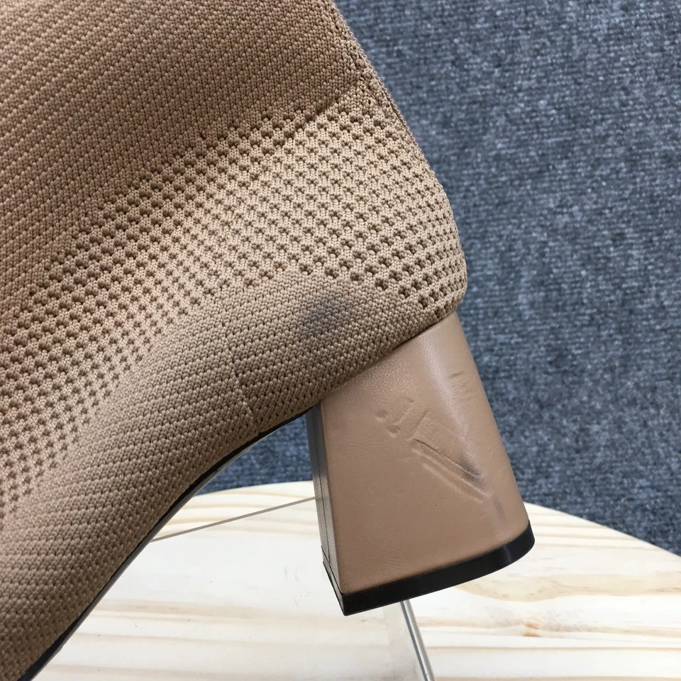 Adrienne Vittadini 靴子女式 8 M Beena 袜靴棕色露趾块新品 — 第 4/4 张图片