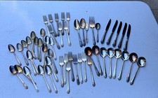 Holmes & Edwards Lovely Lady 1937 Silverplate Flatware Set 53 Pc Inlaid IS Servi