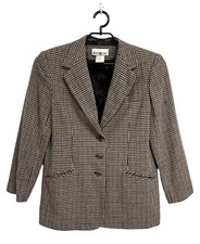 Vintage White Stag Women s Blazer Jacket Houndstooth Wool Blend size 10