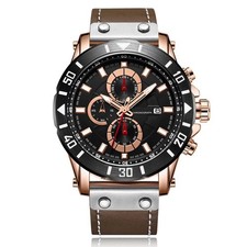Nautec No Limit  55.317.90  Herren Chronograph Schwarz Roségold Leder Armbanduhr