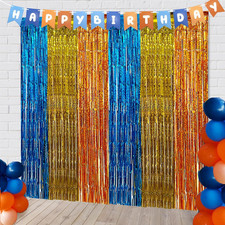 2 Pack Dog Foil Fringe Curtains Backdrop Birthday Party Decorations, 3.28 X 6.56