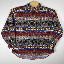 Wrangler Men's 2XL Multicolor Abstract Button Down Long Sleeve Western Shirt Vtg