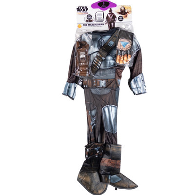 Rubies Kids Star Wars The Mandalorian Costume Size 4-6 Silver Beskar Deluxe M04