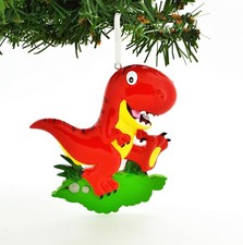 Dinosaur Red Personalized Christmas Tree Ornament
