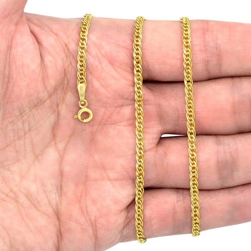 10K Yellow Gold 3mm Double Cuban Curb Link Chain Pendant Necklace Womens 16"-26" - Picture 3 of 54