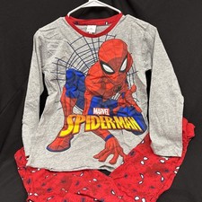 Spiderman Graphic Gray Long Sleeve W/Red Pants Lounge Set Kids Size 10