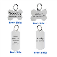 Custom Engraved Pet ID Tag Stainless Steel Dog Cat Name ID Durable Dog Tags