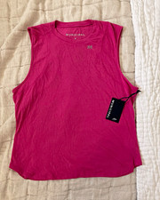 MUNICIPAL Women's Pink Lightweight Crew Neck Sleeveless Activewear Tank M