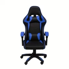Ergonomic Reclining High-Back Gaming Chair w/Headrest, Lumbar Support Black Blue