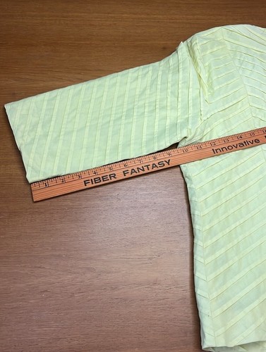 Chico’s Cotton Pin-tucked 3/4 Sleeve Jacket, Crew Neck, Yellow, Chico’s Size 2 - Picture 10 of 10
