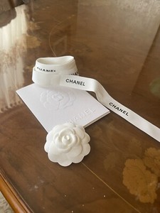 100% Auth Chanel camellia Flower ribbon,receipt holder