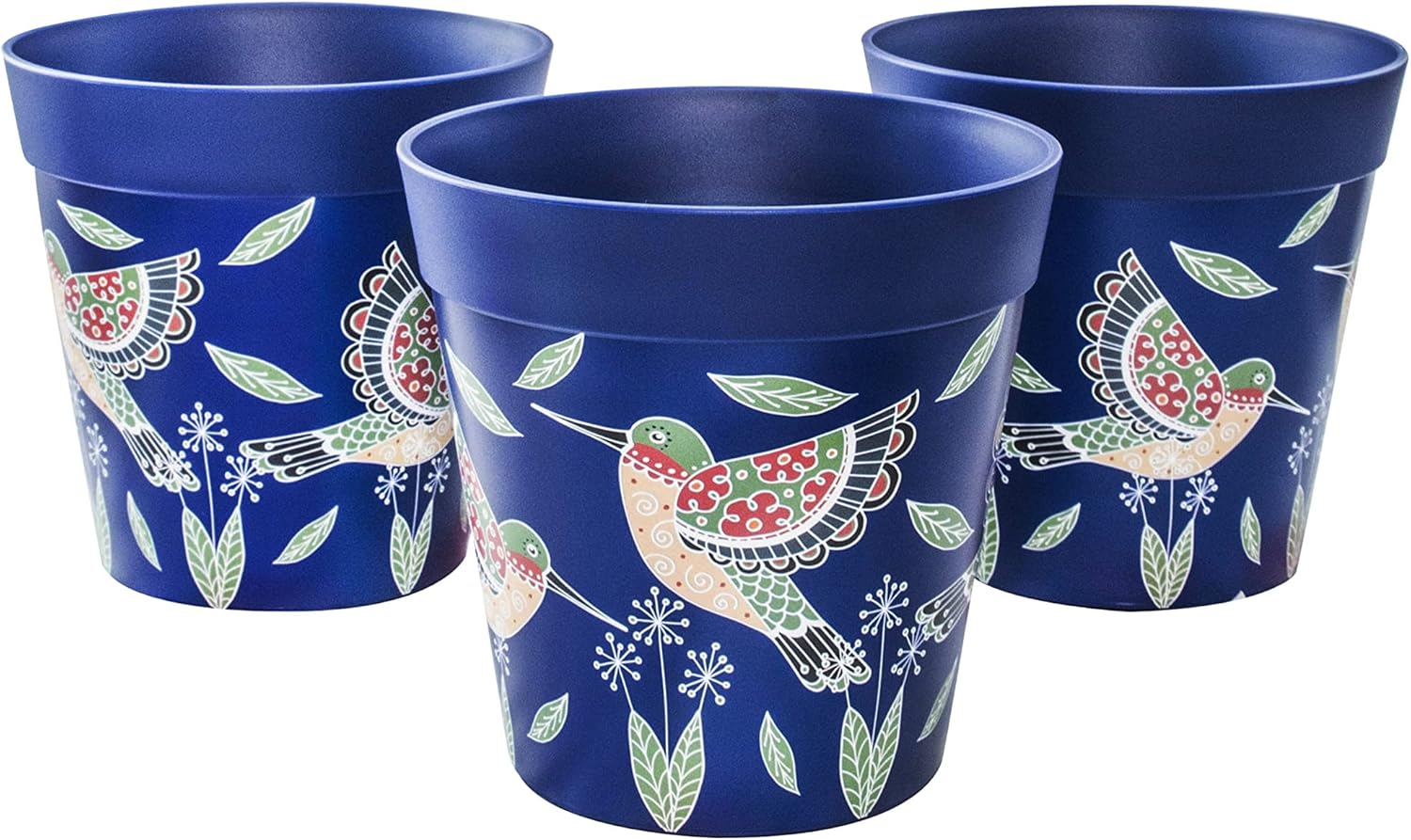 Hum  Flowerpots ,  15Cm  Set  of  3 ,  Various  Patterns  Colours  and  Sizes ,