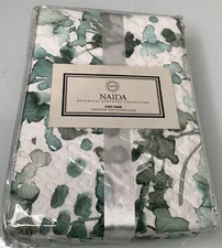 Naida Pillow Sham by Surya Euro Quilted White Turquoise Botanical NDA2000-ES