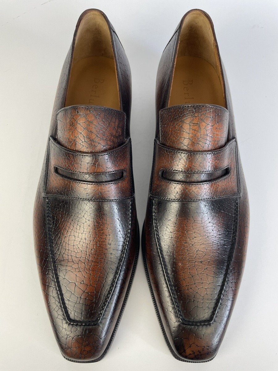 Berluti Andy Brown Cracked Leather Men's Loafer Size 10.5/US Berluti Andy Brown Cracked Leather Men's Loafer Size 10.5/US
