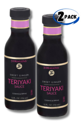 3 Dragons Sweet Ginger Teriyaki Cooking and Dipping Sauce 12oz (2 PACKS)