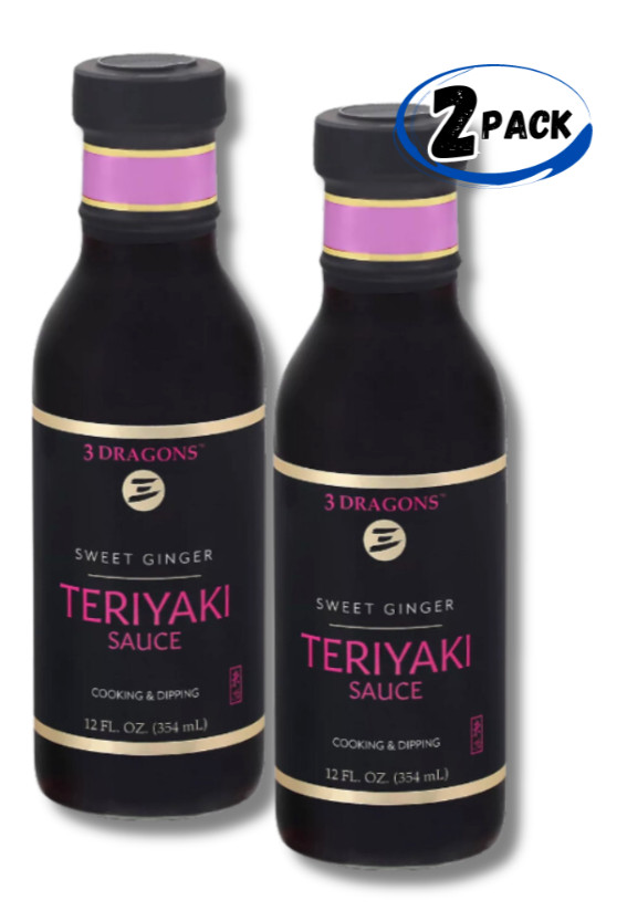 Salsa para cocinar y sumergir 3 Dragons Sweet Ginger Teriyaki 12 oz (2 paquetes)
