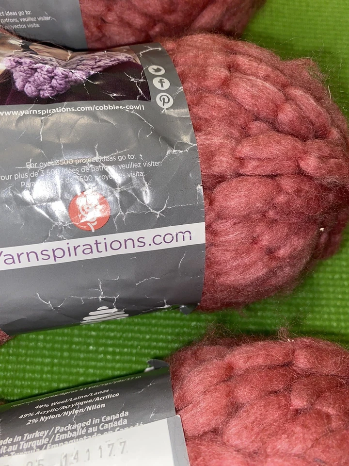 4 Patons Cobbles Hilado Dreamy Pink 3.5 OZ Mezcla de Lana Super Voluminoso 6 Foto 4 de 4