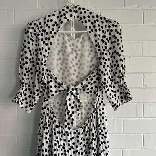 RIXO Agyness Cutout Maxi Dress M AU10 US6 Black white Polka dot cotton silk chic - Picture 9 of 12