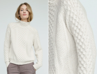 Vince - VINCE カシミヤ100% ニット クルーネック　オフホワイト 🤍 VINCE Off-White Mixed Cable Knit Wool Cashmere Blend Mock