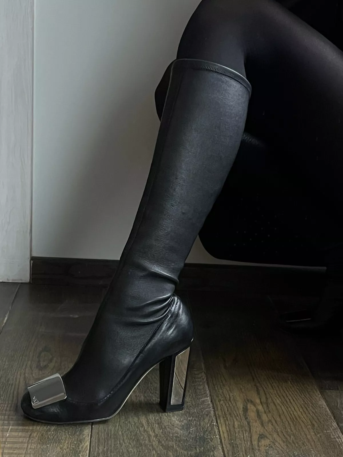 Rare Christian Dior chaussette à talons cuir genouillères 38,5 EU, 7,5 US, 5,5 UK