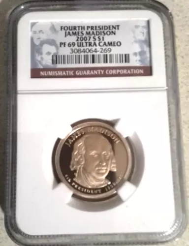 2007S NGC PF69  James Madison Dollar