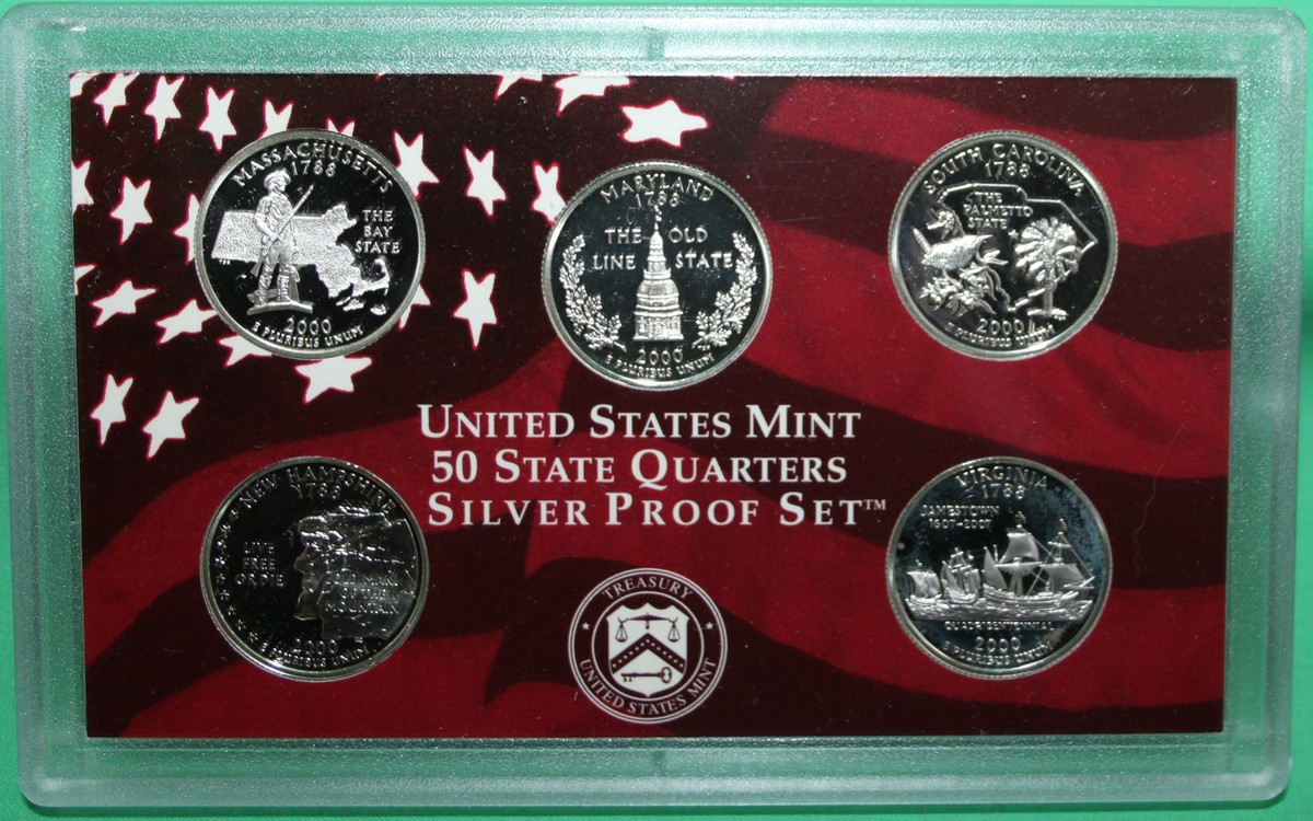 2000 SILVER Proof Set United States Mint ANNUAL 10 Coin with State