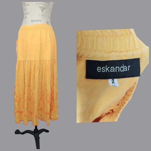 Jupe orange vintage Eskandar 2 petits maxi western