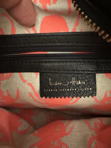 India Hicks Carmen BLACK Soft Supple Leather Clutch w/Large Agra Tassel 12”x 9 - Picture 10 of 17