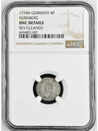 Germany Nurnberg 1774 N Silver 4 Pfennig NGC UNC