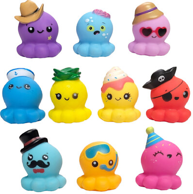 Rubber Octopus Toy Assortment (2'') Colorful Soft Rubber Octopus Figurines
