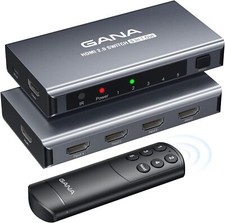 HDMI Switch 5 in 1 Out 4K 60Hz, GANA HDMI Splitter Switcher with Remote,
