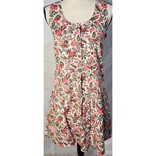 Madewell Floral Mini Dress Small White Pink Green Button Front Cottagecore Boho