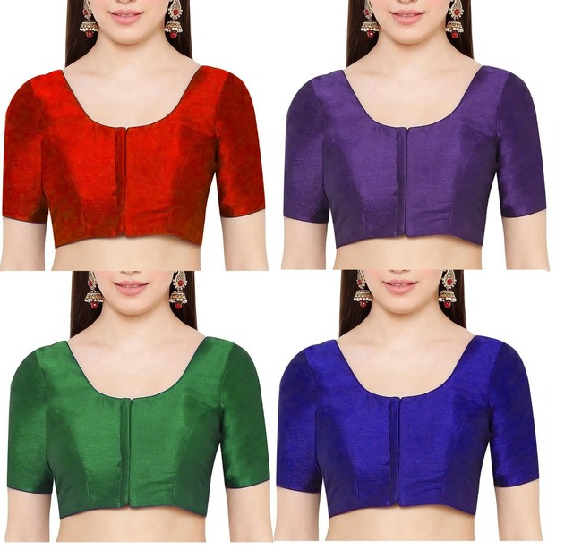 Women Stitched Saree Indian Ethnic Tunic Dupion Readymade Blouse Women Stitched Saree Indian Ethnic Tunic Dupion Readymade Blouse