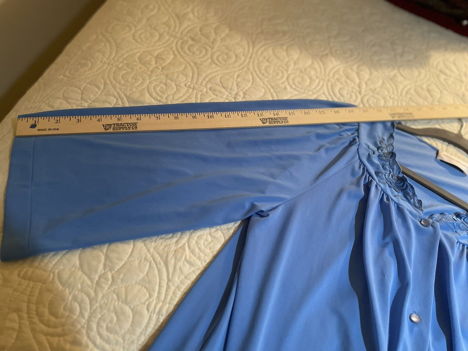 SHADOWLINE Nylon Robe Button Front Medium Blue Po… - image 8