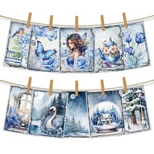 20 Sheets Blue Scenic Paper Decor A6 Vintage Look For Scrapbook Journal DIY Art