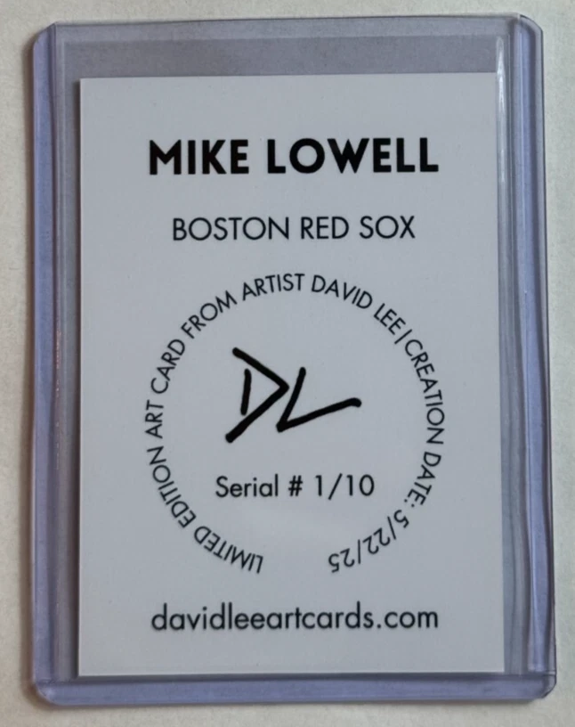 Tarjeta coleccionable Mike Lowell edición limitada firmada por artista "Medias Rojas de Boston" 1/10 Foto 2 de 2