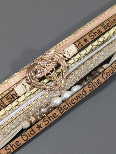 She Believed She could Medical Nurse Multi Cord Wide Magnetic Clasp Bracelet - Picture 6 of 9