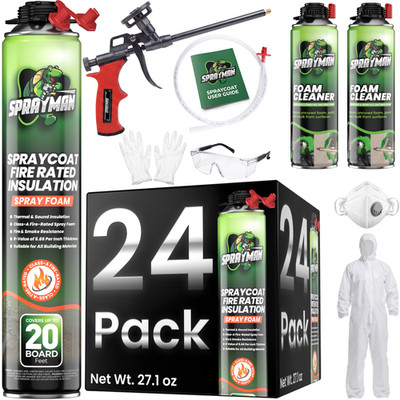 Spray Foam Insulation Kit, Closed Cell, Fire Rated (24x27.1oz.480 bd/ft) 24 Pack