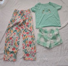 Cat  Jack 3pc Pajama Set Girls M 8 Green Early Bird Print