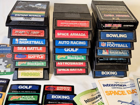 Intellivision Game Lot of 20 Games + Overlays & 5 Manuals, UNTESTED, AS-IS