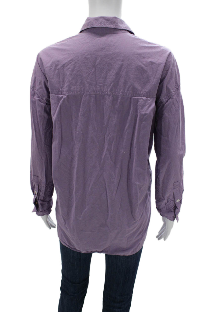 Madewell Womens Basic Collared Button-Up Purple C… - image 4