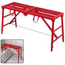 800LBS Foldable Scaffolding Platform, 71x16x60 Inch Alloy Steel Adjustable He...