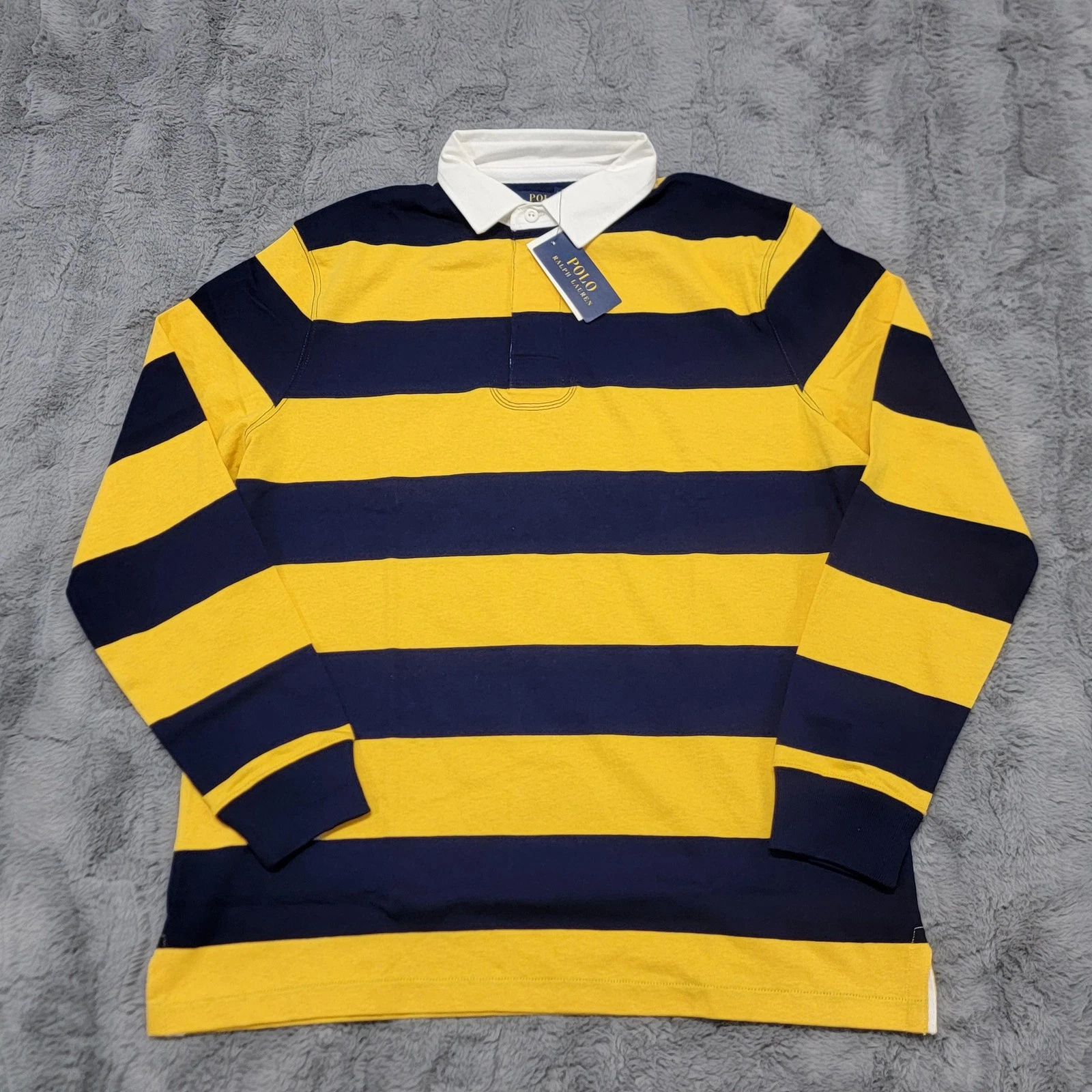 Polo Ralph Lauren Rugby Shirt Mens Large Navy Yellow Stripe Long Sleeve Cotton
Opens in a new window