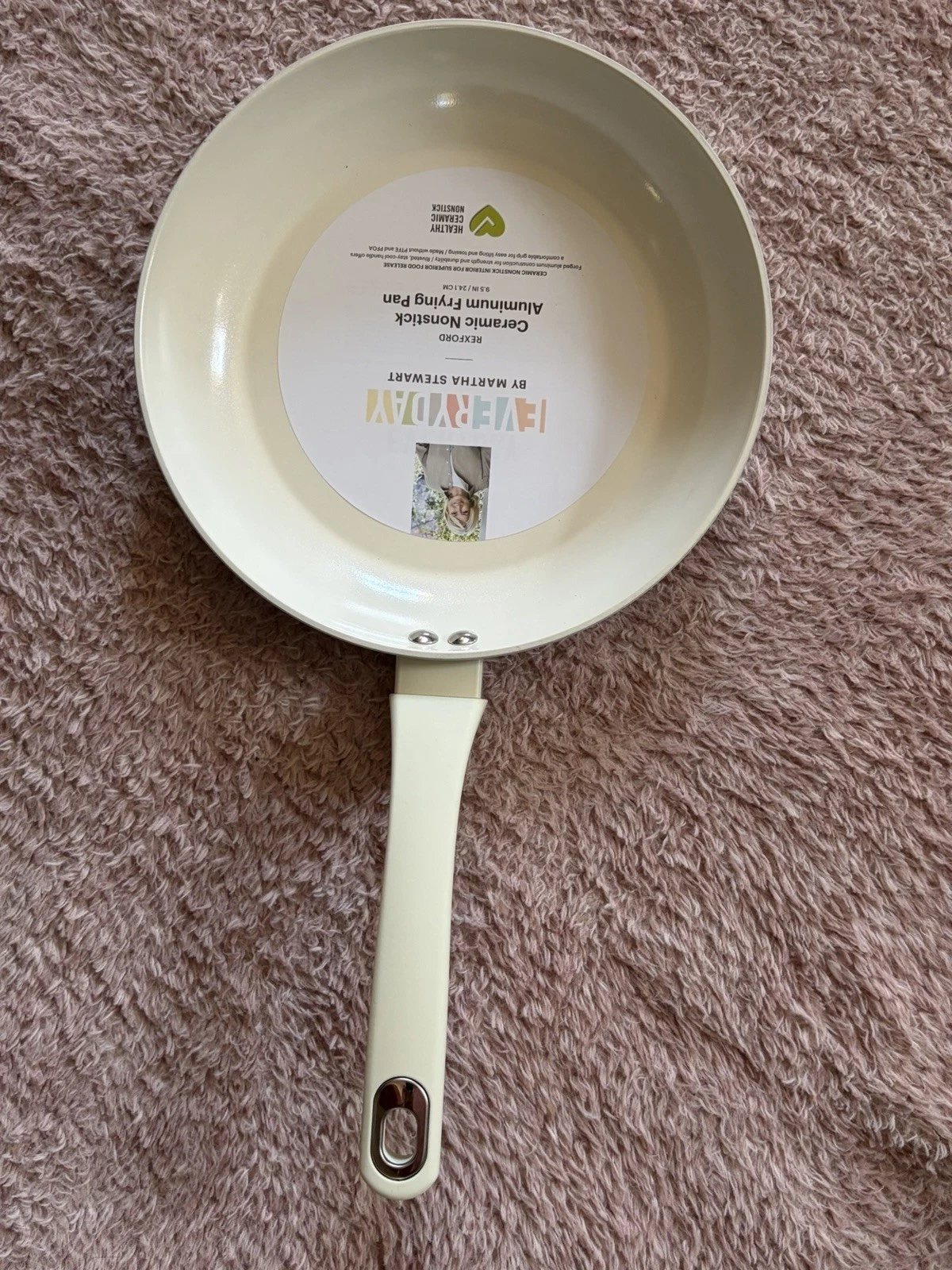 Martha Stewart Everyday 9.5" Rexford Ceramic White Nonstick Aluminum Frying Pan