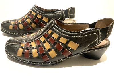 Baden Anti Stress Women's 37, US 6.5 Leather Woven Sling Back Strap Shoe