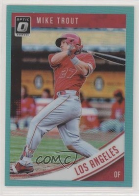 2018 Donruss Optic Variation Aqua Prizm Mike Trout (Swing Follow Through) o7m