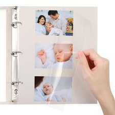 60 Pcs Photo Album Page Refill for 3 Ring Binder, Photo Album Self Adhesive P...